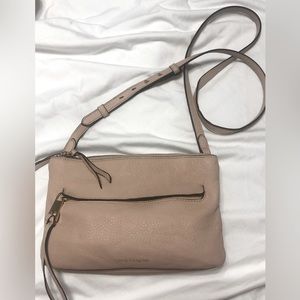 Vince Camuto Leather pebble soft blush crossbody w/ 3 metal zipper compartments